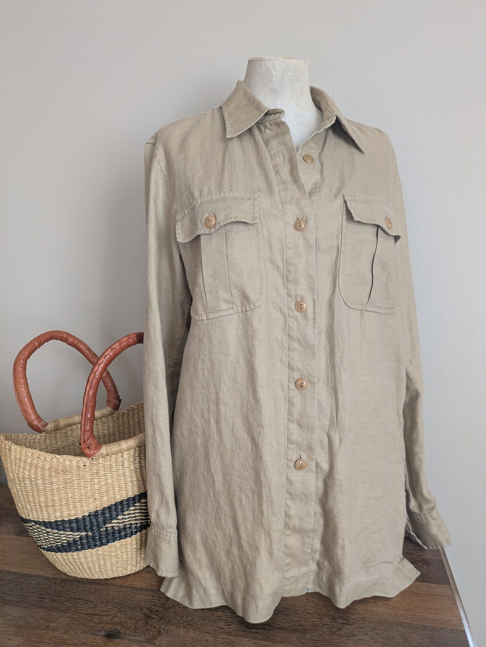 Ralph Lauren Linen Khaki Button-Front